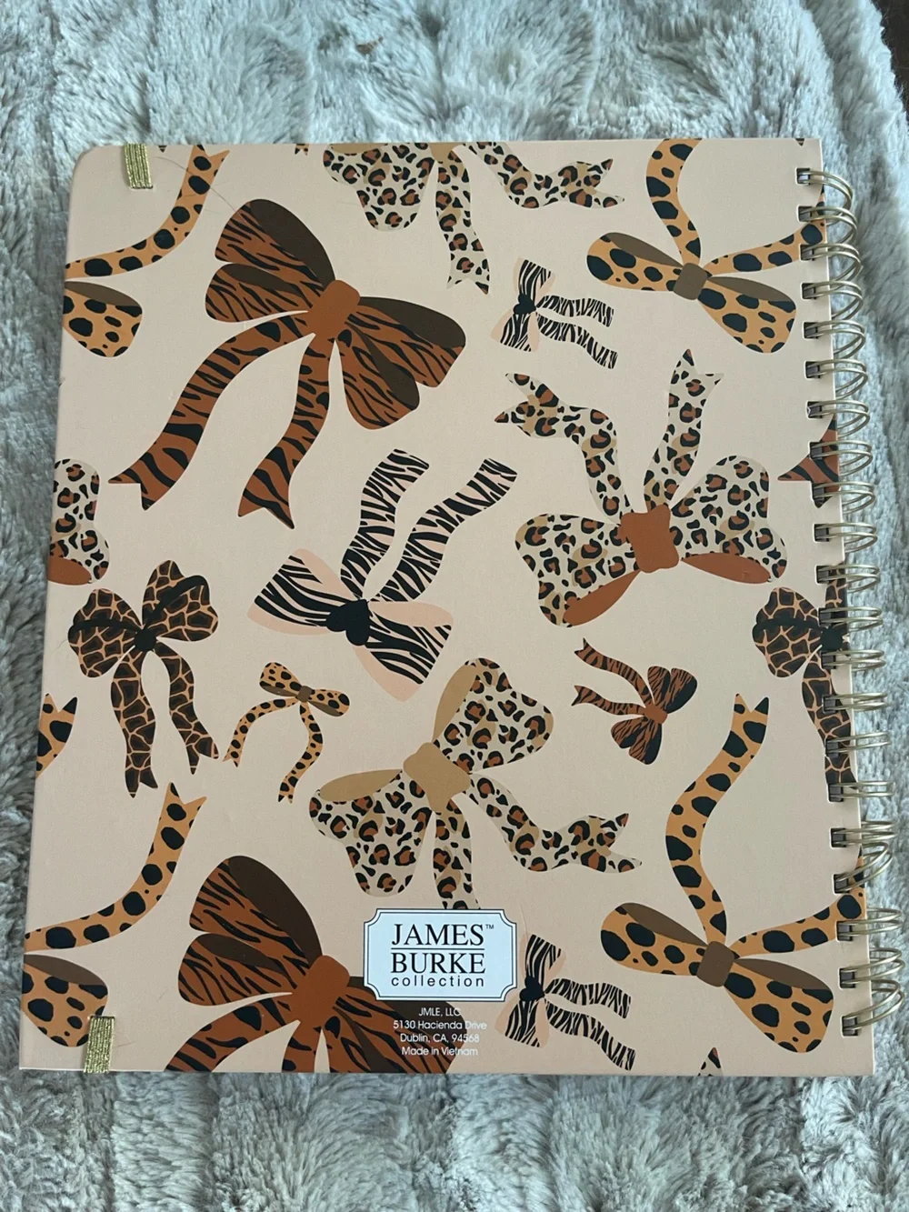 NWT James Burke Collection 5-Subject Notebook Animal Print Bows Stay Wild & Free